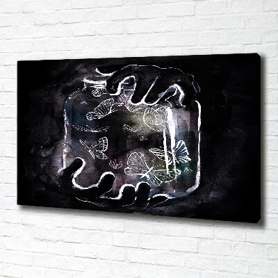 Foto quadro su tela Farfalle in un barattolo