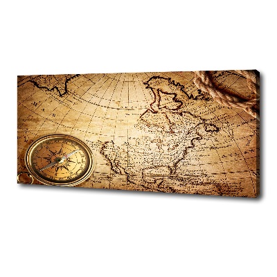 Quadro su tela Bussola sulla mappa
