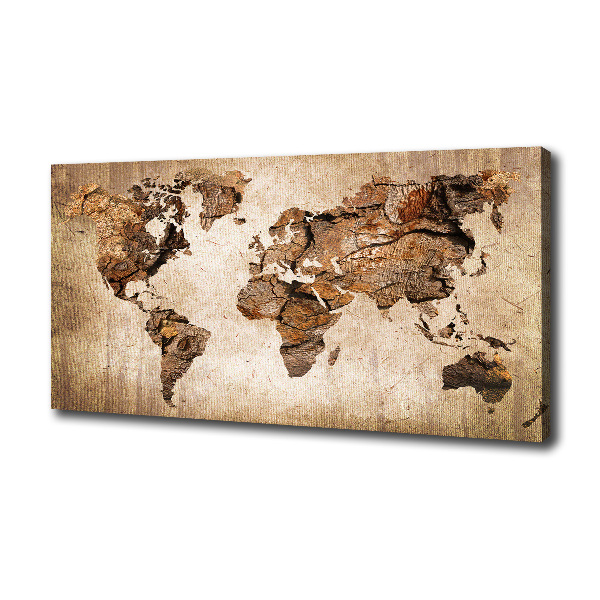 Foto quadro su tela Mappa del mondo di Wood