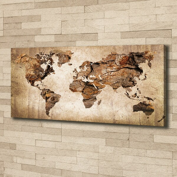 Foto quadro su tela Mappa del mondo di Wood
