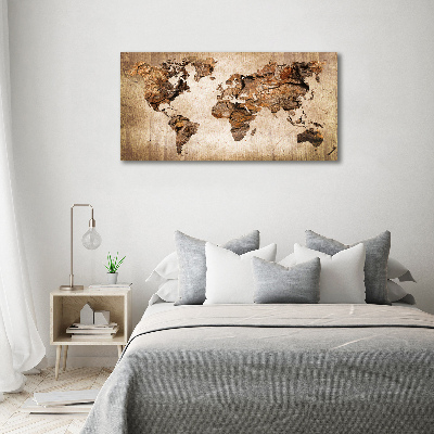 Foto quadro su tela Mappa del mondo di Wood