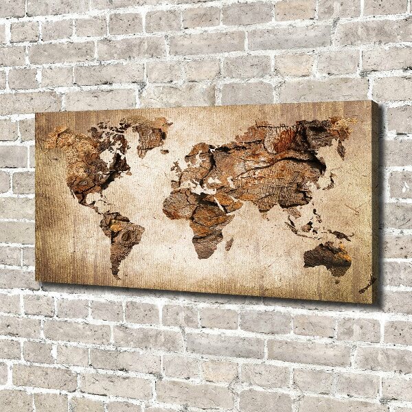 Foto quadro su tela Mappa del mondo di Wood