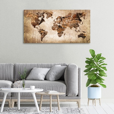 Foto quadro su tela Mappa del mondo di Wood