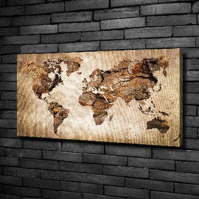 Foto quadro su tela Mappa del mondo di Wood