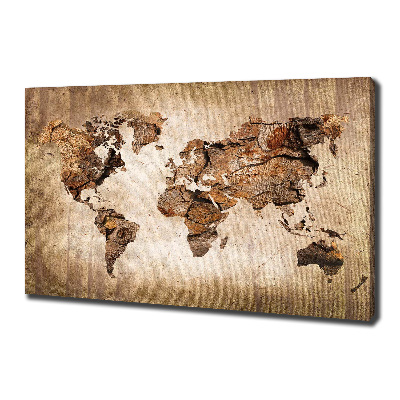 Foto quadro su tela Mappa del mondo di Wood