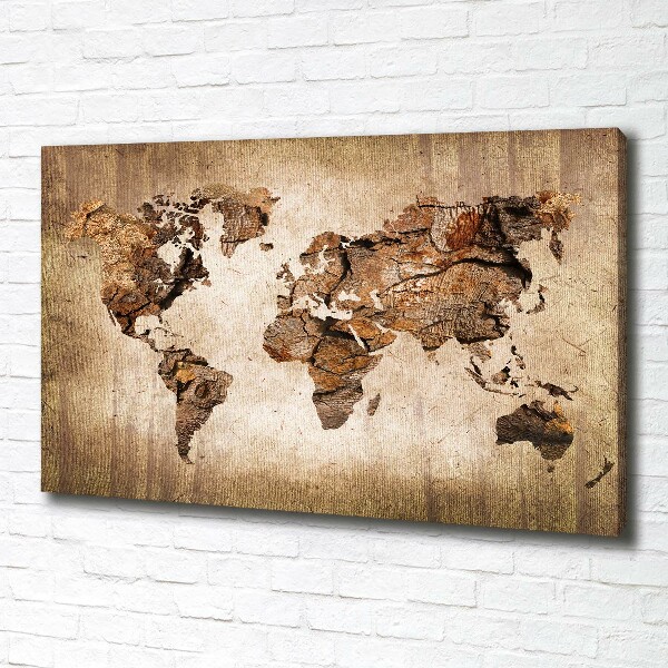 Foto quadro su tela Mappa del mondo di Wood