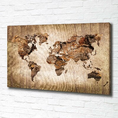 Foto quadro su tela Mappa del mondo di Wood