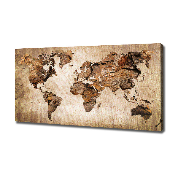 Foto quadro su tela Mappa del mondo di Wood