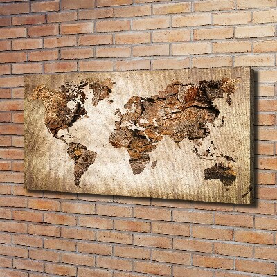 Foto quadro su tela Mappa del mondo di Wood