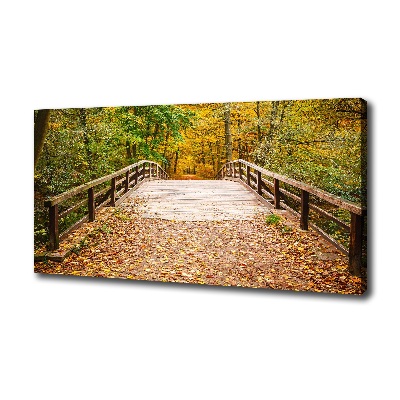 Quadro su tela Ponte nella foresta autunnale