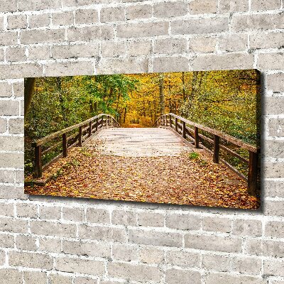 Quadro su tela Ponte nella foresta autunnale