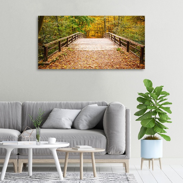 Quadro su tela Ponte nella foresta autunnale