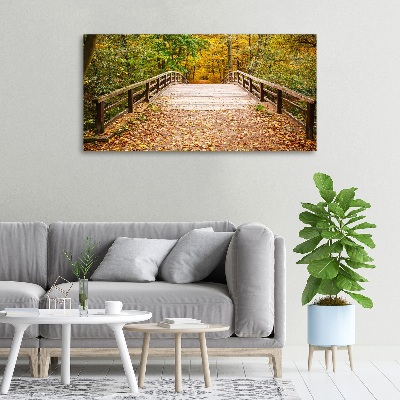 Quadro su tela Ponte nella foresta autunnale
