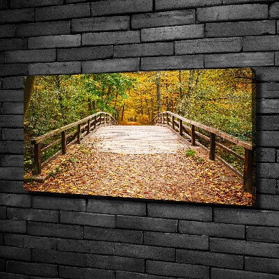 Quadro su tela Ponte nella foresta autunnale