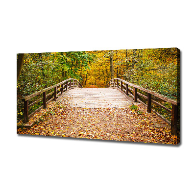 Quadro su tela Ponte nella foresta autunnale