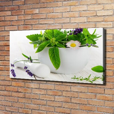 Quadro stampa su tela Mortaio ed erbe aromatiche