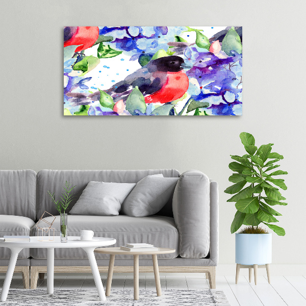 Quadro su tela Uccelli e fiori