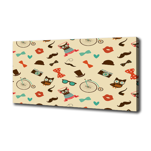 Quadro stampa su tela Gufi hipster