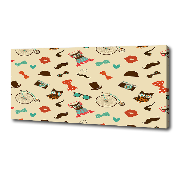 Quadro stampa su tela Gufi hipster