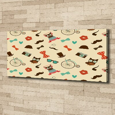 Quadro stampa su tela Gufi hipster