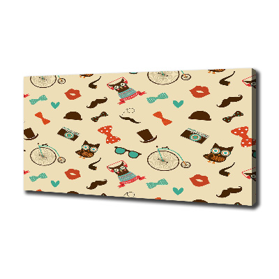 Quadro stampa su tela Gufi hipster