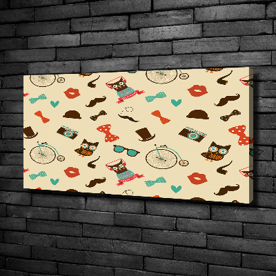 Quadro stampa su tela Gufi hipster