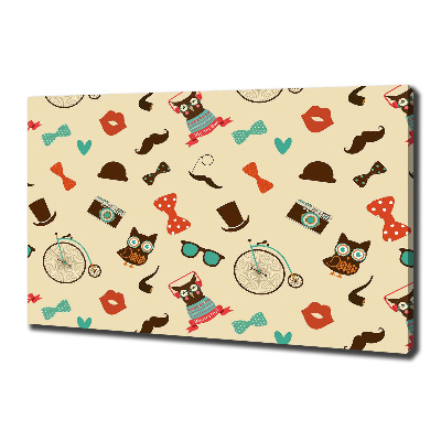 Quadro stampa su tela Gufi hipster