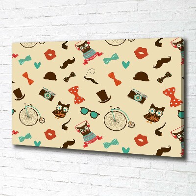 Quadro stampa su tela Gufi hipster