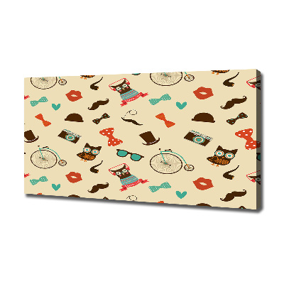 Quadro stampa su tela Gufi hipster