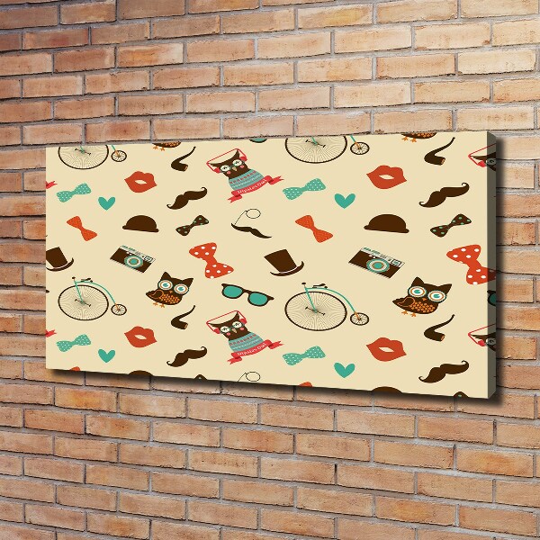 Quadro stampa su tela Gufi hipster