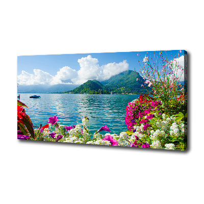 Quadro su tela Fiori in riva al lago