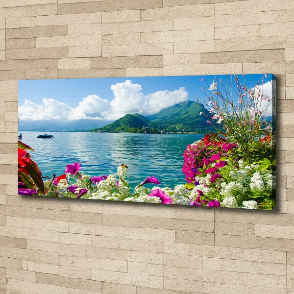 Quadro su tela Fiori in riva al lago