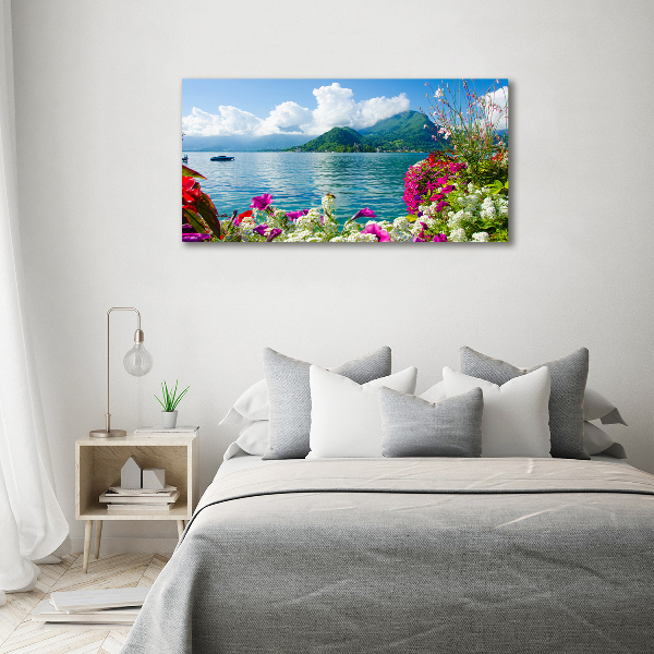 Quadro su tela Fiori in riva al lago