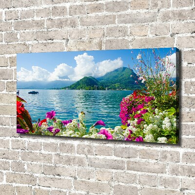 Quadro su tela Fiori in riva al lago