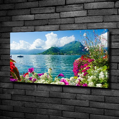 Quadro su tela Fiori in riva al lago
