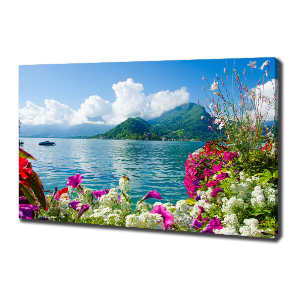 Quadro su tela Fiori in riva al lago