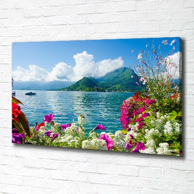Quadro su tela Fiori in riva al lago