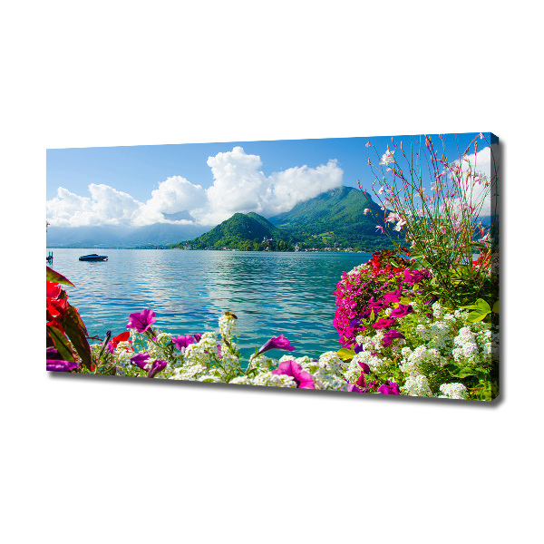 Quadro su tela Fiori in riva al lago
