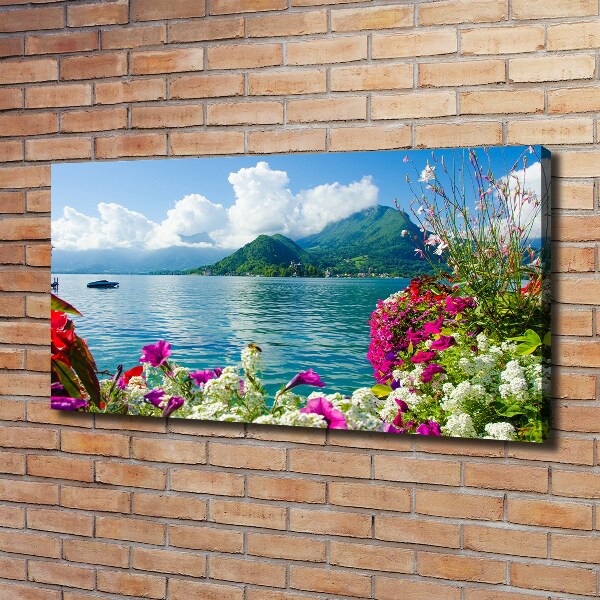 Quadro su tela Fiori in riva al lago