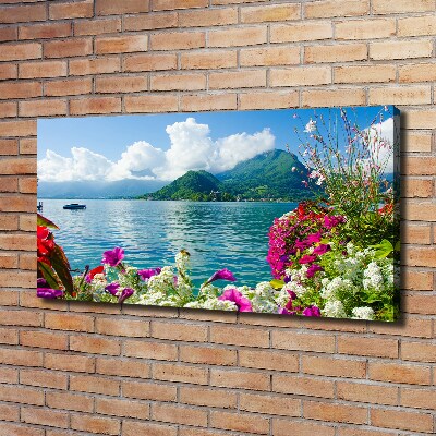 Quadro su tela Fiori in riva al lago