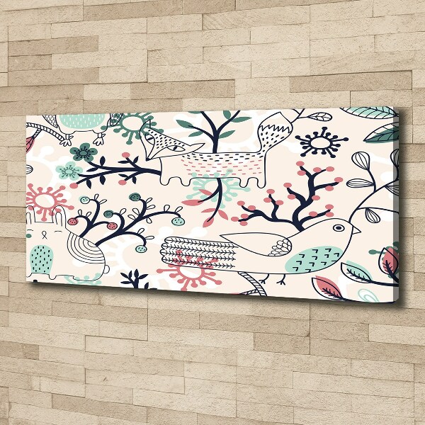 Quadro stampa su tela Animali e fiori