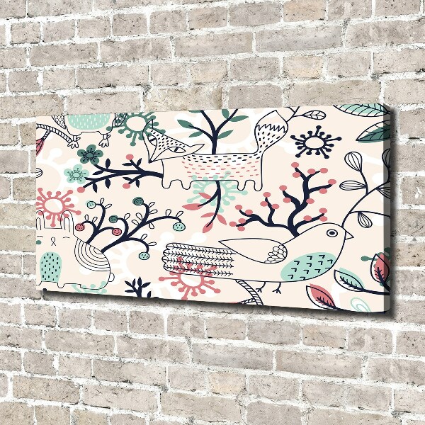 Quadro stampa su tela Animali e fiori