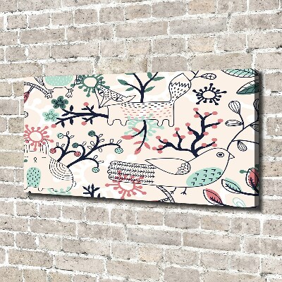 Quadro stampa su tela Animali e fiori