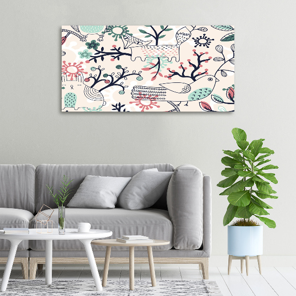 Quadro stampa su tela Animali e fiori