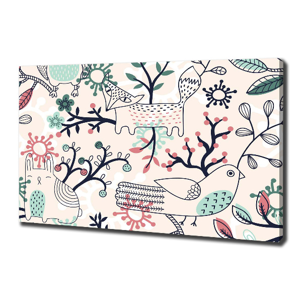 Quadro stampa su tela Animali e fiori