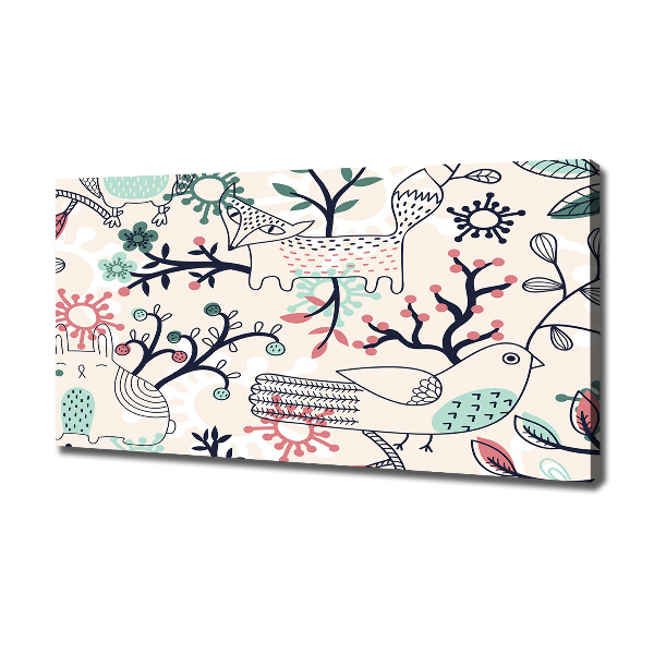 Quadro stampa su tela Animali e fiori