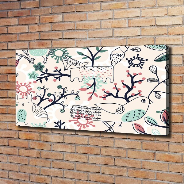 Quadro stampa su tela Animali e fiori