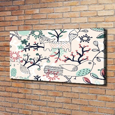 Quadro stampa su tela Animali e fiori