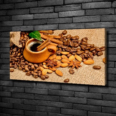 Foto quadro su tela Chicchi di caffè e una tazza