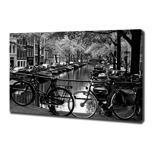 Quadro stampa su tela Biciclette di Amsterdam
